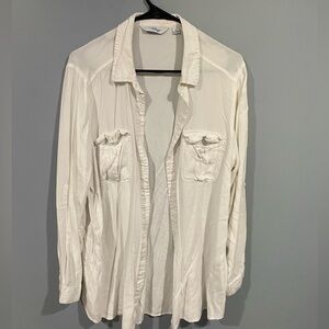 Women’s White Flowy Button Down